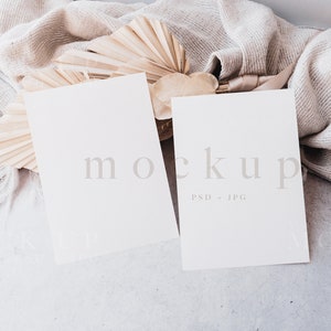 Dubbele kaart mockup, bruiloft uitnodiging mockup, boho 5x7 kaart mockup, kaartenset mockup, Card suite mockup, minimalistische mockup, PSD | JPG 0010