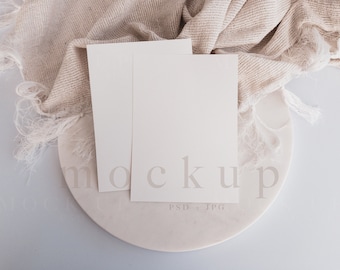 Minimalist wedding mockup, 5x7 card mockup, double card mockup, boho mockup, wedding invitation mockup, Card suite Mockup, PSD and JPG, 0010