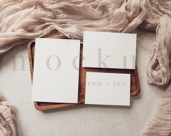 Wedding Invitation Mockup Suite 5x7, Minimalist Boho Invite Cards Mock up, Wedding Invitations Mockups Set 5x7,  Bohemian Wedding Mock ups.