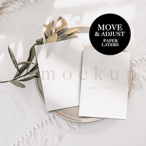Bruiloft uitnodigingen Mockup Suite, 5 x 7 minimalistische dubbele kaart Mockup, bruiloft uitnodiging Mockup, dubbele kaart Mockup Suite, Boho uitnodigen 0027