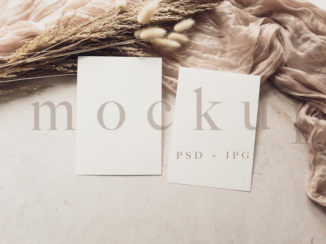 Minimalist Double Card Wedding Invitation Mockup Suite, 5x7 Mockup, Boho Mockup Invitation, Card Suite Mockup, PSD Smart Object Mockup JPG - Etsy Japan