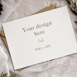 Christmas Card with envelope mockup, Christmas mockup, Xmas stationery mockup, Festive mockup, Greeting card mockup, card mockup, psd Jpeg