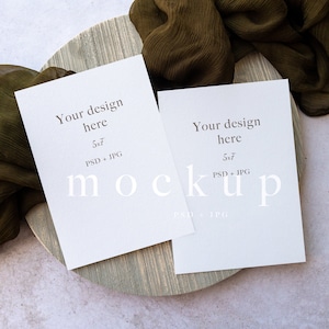 Dubbele kaart mockup, 5x7 'kaart mockup, meerdere witte kaart mockup, minimalistische 5x7 mockup, bruiloft mockup bevat psd smart object &jpg 0012