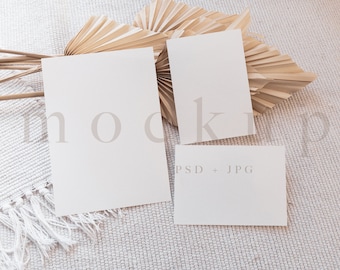 Boho wedding suite mockup, Invitation set mockup, Card suite Mockup, 5x7" card mockup, White card mockup, Wedding stationery mockup 0010