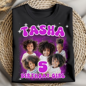 Personalized Girls Birthday Photo T-shirt, Custom Bootleg Photo Toddler Shirt Custom Kid Birthday Family Matching shirts Custom Toddler tee