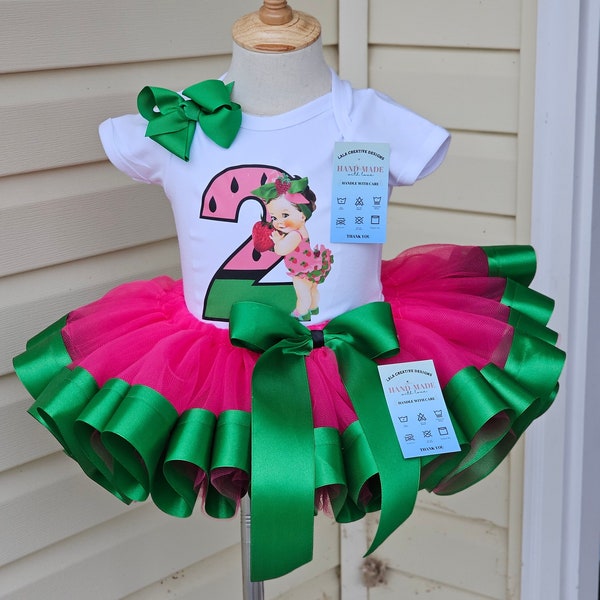 Water Melon Birthday Tutu, Toddler tutu, coco melon Birthday, Green Tutu, Pink tutu, Birthday outfit, Customize Birthday, Baby tutu, Tutu