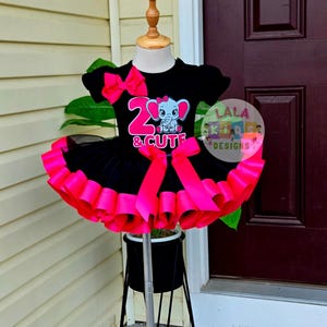 Elephant Birthday Tutu Set: Custom Name, Black & Pink Party Outfit