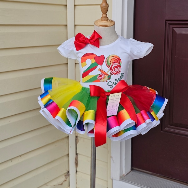 Candyland Tutu, Rainbow Tutu outfit for girls, Toddler tutu, Rainbow tutu, multi color Tutu set, Tutu with shirt, Kid's custom tutu set