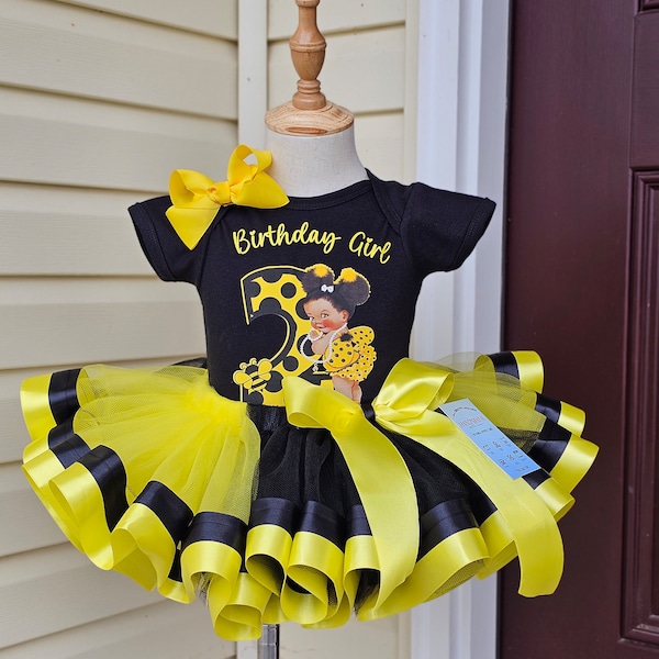 Yellow and black tutu,Bumble Bee Tutu, Bumble Bee, toddles tutu, Black Tutu set, Tutu with shirt, Kid custom tutu set, Bumble Bee Birthday