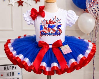 4th of July Birthday Tutu Outfit, Little Miss Firecracker Set