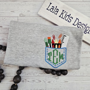 Kids Back to School Monogram Shirt | Embroidered Initials Tee | Personalized First Day Outfit | Custom School Shirt for Boys & Girls