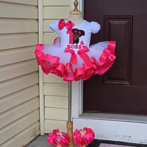 Bossy Baby Birthday Tutu Outfit: Custom Name, White & Black Tutu Set