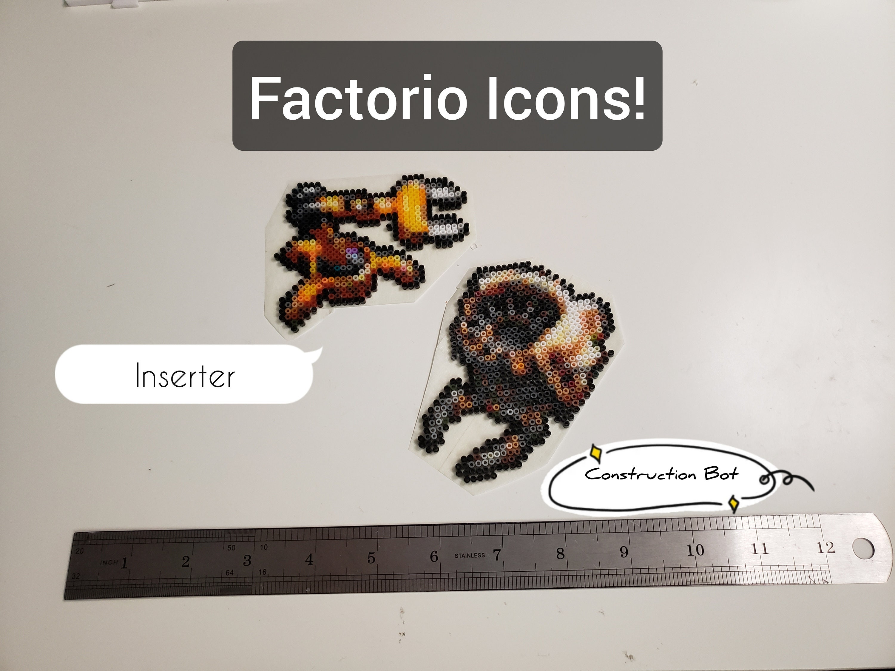 Factorio Icon pixel art as Magnets, Keychains - gear science logistics and construction bots electronic circuit belt inserter chips