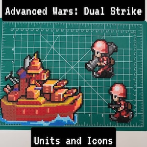 Beadsprites de Advance Wars (Re-Bootcamp): infantería, mechas, tanques, aviones, helicópteros, barcos, retratos de CO, símbolos de facción e íconos de mapas