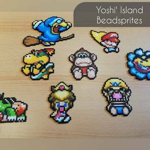Yoshi&#39;s Island (DSi / Snes) Baby Mario Peach Wario Bowser Donkey Kong Feinde Yoshi - Level Icons - Mini Bead Magnete