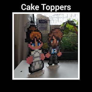 Personalisierter Pixel Art Hochzeitstorte Topper - 8bit 16bit nerdige Hochzeitstorte - Stardew Valley, Mario Peach