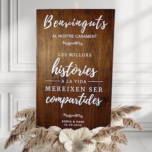 Welkomstbord voor bruiloft, communie, doopfeesten, bedrijfsevenementen, trouwbord voor het verwelkomen van gasten, groot houten bord 90 x 60 cm