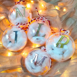 Bolas de Navidad Personalizadas Transparentes con Tu inicial y Tu
