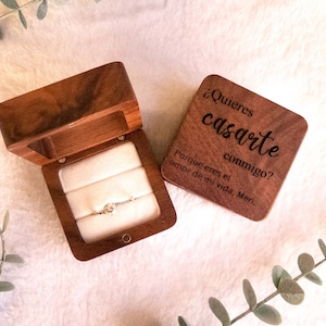 Gepersonaliseerde houten verlovingsringdoos om een huwelijk voor te stellen, een voorsteldoos, wil je met me trouwen, een voorsteldoos