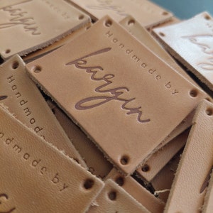 Leather Tags for Handmade Items, Knits and Crochet Labels, Faux