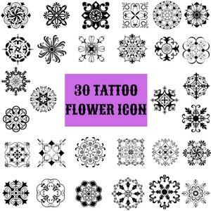 Procreate Tattoos | Procreate Tattoo Brushset | 30 Tattoo Stencils | Floral Svg Bundle