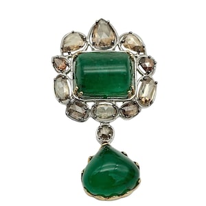 Precious Emerald Pendant | Emerald Diamond Pendant | Emerald 18k White Gold Pendant | Emerald Diamond Gold Jewelry | Gift For Her