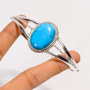 Brazalete de plata de ley con turquesa: estilo suroeste