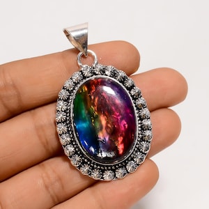 Ammolite Pendant, 925 Sterling Silver, Gemstone Pendant, Charm Pendant, Designer Pendant, Handmade Pendant, Lovely Pendant, Gifts For Her