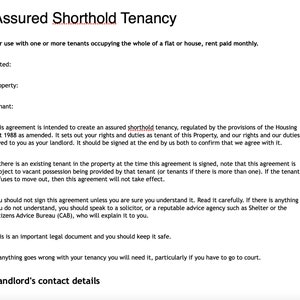Assured Shorthold Tenancy Agreement - England