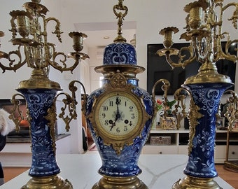 Antique French Japy Freres, Clock & candle holders unique