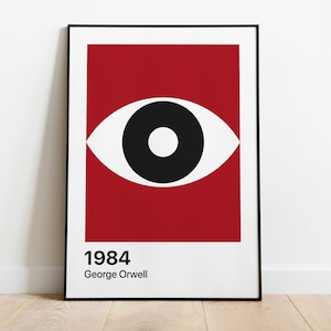 1984 Poster, George Orwell, Retro Wall Art, Vintage, Minimalist, Book Art, Book Poster, Big Brother, Book Lovers, Classic Book