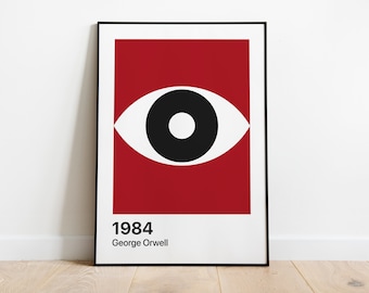 1984 Poster, George Orwell, Retro Wall Art, Vintage, Minimalist, Book Art, Book Poster, Big Brother, Book Lovers, Classic Book
