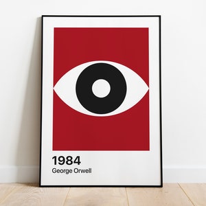 1984 Digital Poster, George Orwell, Retro Wall Art, Vintage, Minimalist, Book Art, Book Poster, Big Brother, Book Lovers, Classic Book
