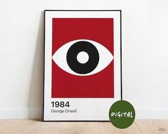 1984 George Orwell 3 Digital Posters, Retro Wall Art, Vintage, Minimalist, Book Art, Book Poster, Big Brother, Book Lovers, Classic Book