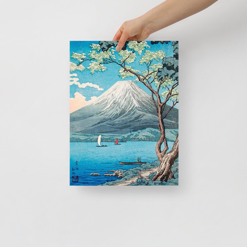 Poster Takahashi Shotei Lac Yamanaka Et Mont Fuji - Affiche Art Japonais Shin-hanga 61 X 91,5 Cm