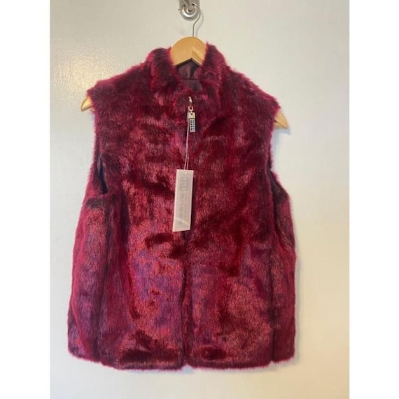 Vintage Deadstock Guess Burgundy Faux Fur Mob Wif… - image 1