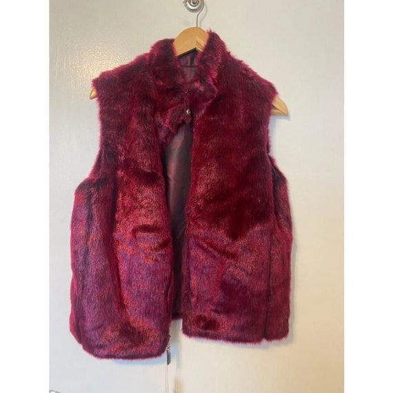 Vintage Deadstock Guess Burgundy Faux Fur Mob Wif… - image 10