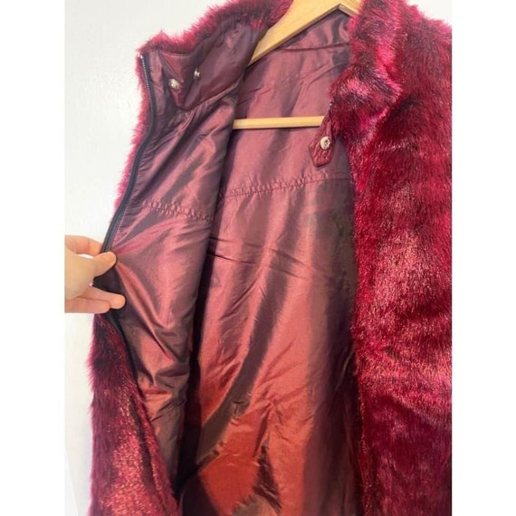Vintage Deadstock Guess Burgundy Faux Fur Mob Wif… - image 9