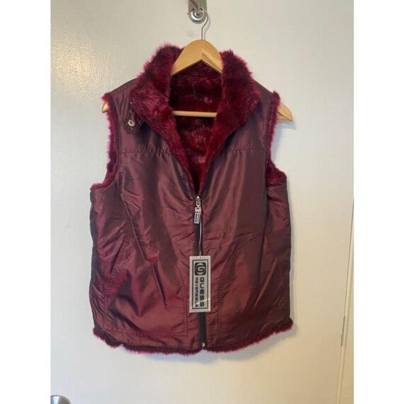 Vintage Deadstock Guess Burgundy Faux Fur Mob Wif… - image 3