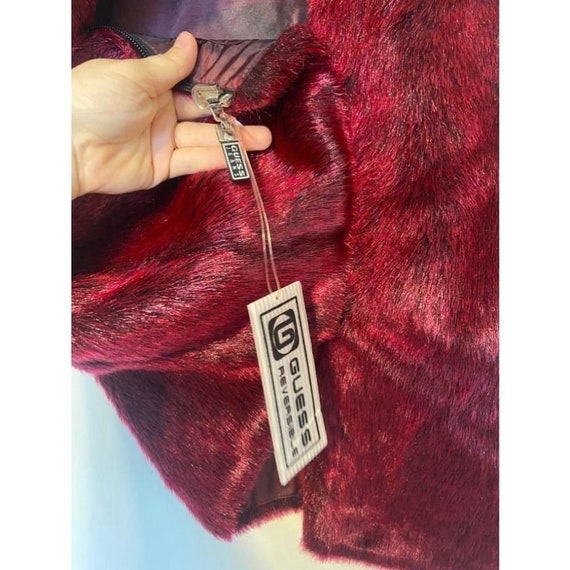 Vintage Deadstock Guess Burgundy Faux Fur Mob Wif… - image 7