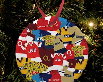 Arsenal Kit Mash Retro Shirt Kit Christmas Tree Decoration Bauble Flat Ceramic Great Christmas Gift Football Gifts Printed In The UK