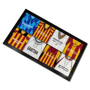 Bradford Classic Shirts Retro Home & Away Shirts Kit Montage Bar Runner Great Christmas Gift Printed In The UK Football Gifts