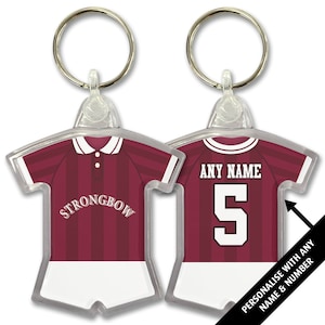 Hearts Retro Shirt Kit Personalised Keyring Choice Of Shirt Great Christmas Gift Add Any Name & Number
