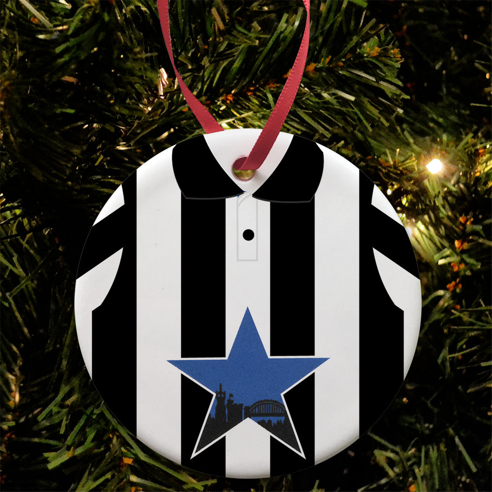 Newcastle Utd 1993 Retro Home Shirt Kit Christmas Tree Decoration Bauble Flat Ceramic Great Christmas Gift Newcastle Toon Army