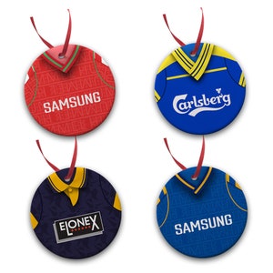 Wimbledon Retro Shirt Kit Christmas Tree Decoration Chuchería Flat Ceramic Gran regalo de Navidad Pack de 4