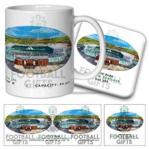 Celtic Around The Grounds Celtic Park Water Colour Mug & Coaster Set Quality Mug Great Christmas Gift Celtic Park Unofficial