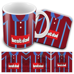 Best Dad | Villa Retro Fathers Day Mug And Coaster Set | Home 1994 Shirt | Great Gift For Villa Supporting Dads | Printed In The UK