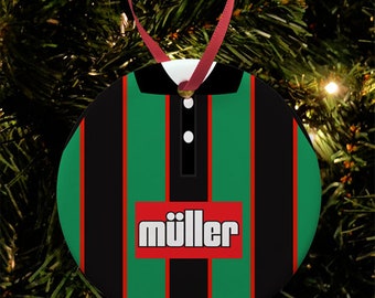 Aston Villa 1994 Retro Away Shirt Kit Christmas Tree Decoration Bauble Flat Ceramic Great Christmas Gift