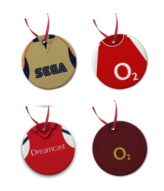 Arsenal Retro Shirts Kits Christmas Tree Decoration Bauble Flat