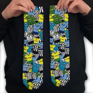 Notts County Retro Shirt Classic Kits Mash Up bedruckte Socken tolles Weihnachtsgeschenk Elster inoffiziell